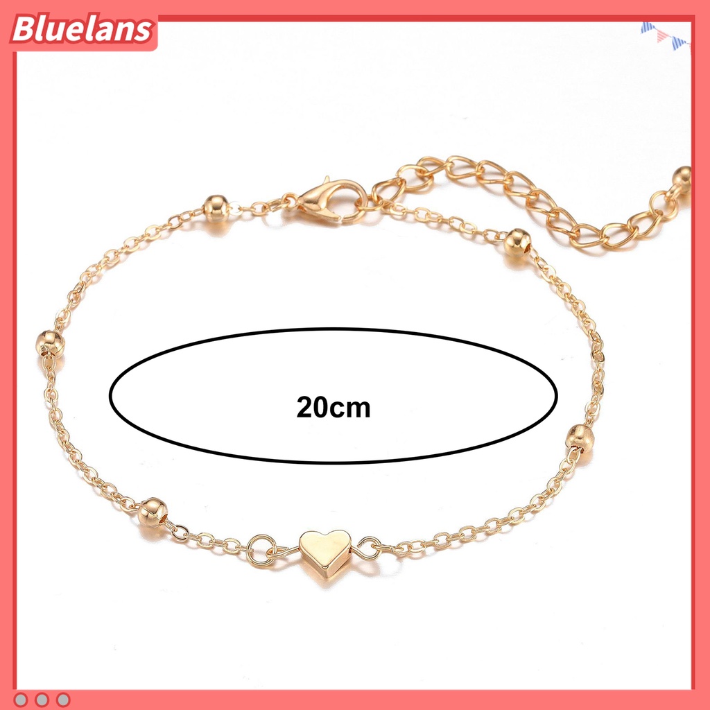 4 Pcs Gelang Kaki Multilayer Adjustable Bahan Alloy Bentuk Hati Gaya Vintage Untuk Wanita