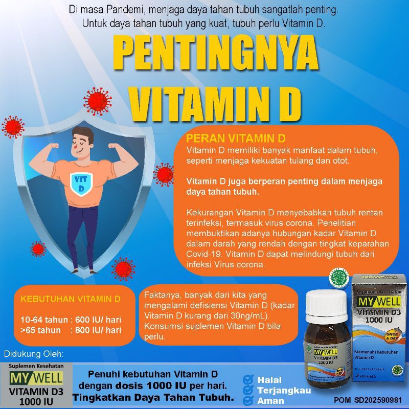 MY WELL / MYWELL VITAMIN D3 1000 IU ISI 20 TABLET SUPLEMEN KESEHATAN