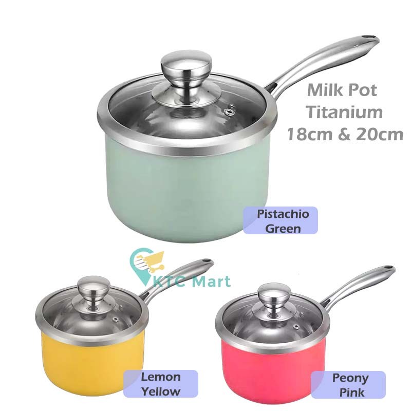 Milk Pot  Tutup Kaca TEBAL INDUKSI Panci Susu Milkpan Panci indomie Panci Sup Mie Sauce Pan Stainless Steel/ Panci Susu Stainless