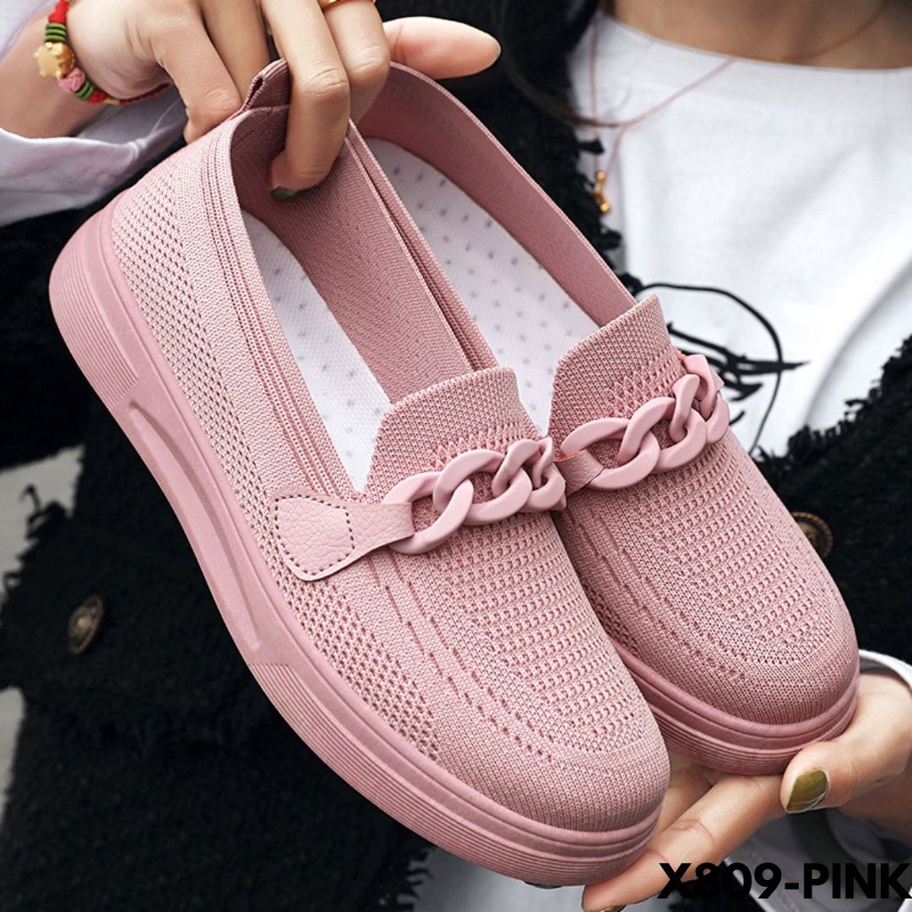 SNEAKERS WANITA MODEL SEPATU ANTI RIBET PRAKTIS WASY WEAR BAHAN FLYKNIT IMPORT 809