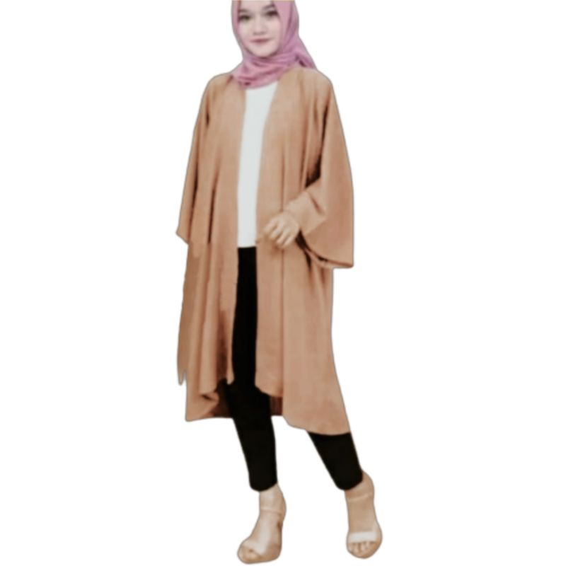 Cardigan Panjang Bahan Moscrepe Premium Fit XL Terbaru 2023 Korea Style . Atasan Baju Outer Wanita Blezer panjang Dewasa Kekinian Murah Davia