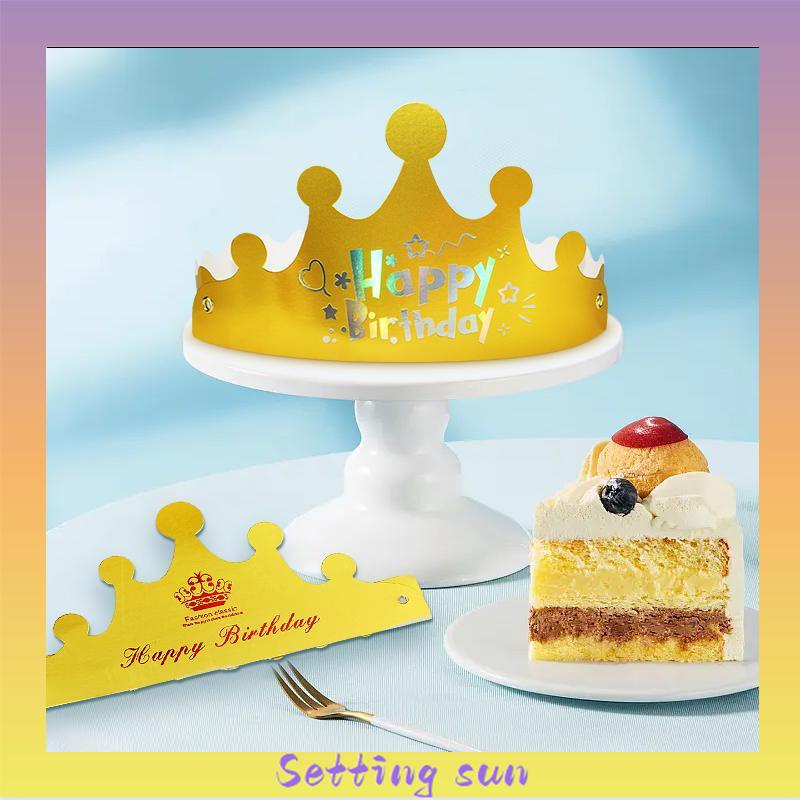 Topi ulang tahun yang dapat disesuaikan  ulang tahun dewasa anak-anak berbentuk kue  topi lipat mahkota pesta TN