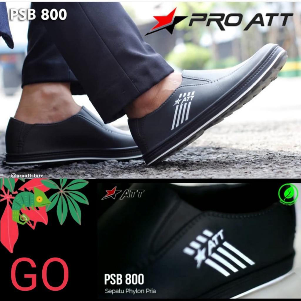 gof PRO ATT PSB 800 HITAM PUTIH Sepatu Karet Selop Pria Nyaman Anti Slip Model Terbaru Slip on Sepatu Formal Tanpa Tali Bahan Karet Nyaman Dan Ringan