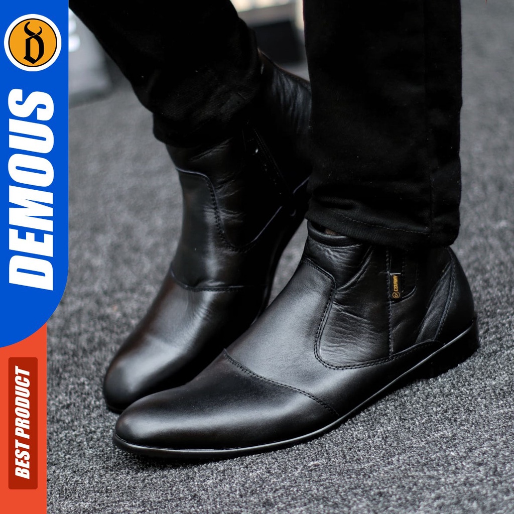 DEMOUS Max - Sepatu Boots Pantofel Formal Kulit Asli Kerja Pria