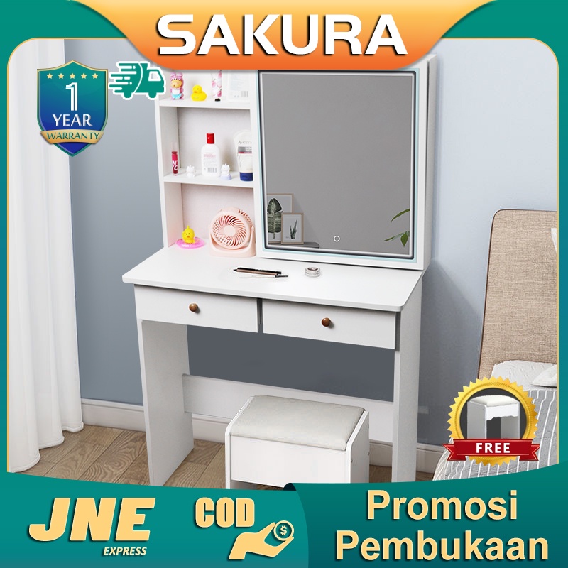 Weyon Sakura meja rias/meja rias Minimalis/meja rias Kecil/meja rias murah/meja rias Dinding+Cermin rias LED ekstra besar + bangku meja rias gratis（D17E）