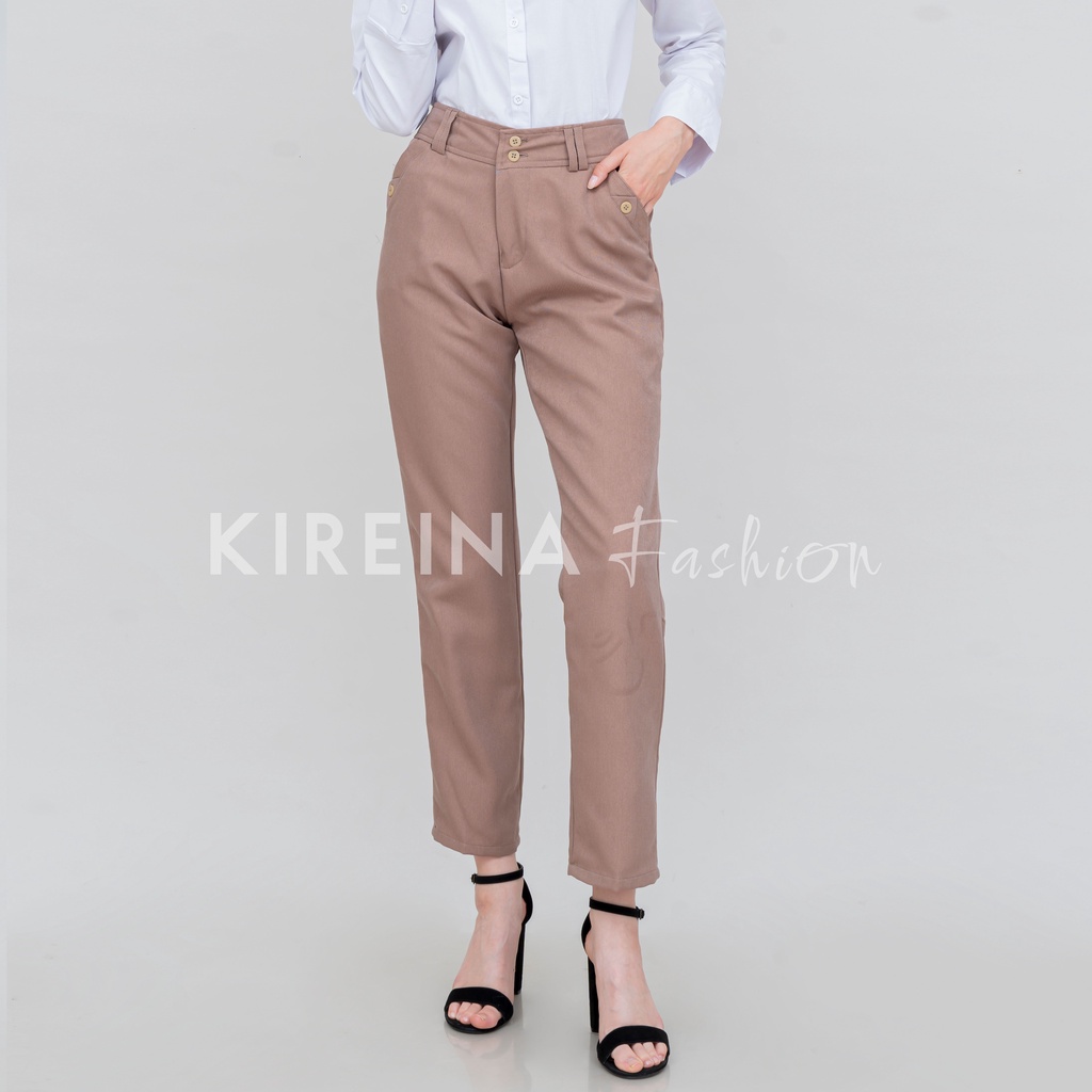 Celana Kerja Wanita Formal Celana Kerja Slimfit Celana Bahan Wanita Semi Wool | Kireina Fashion