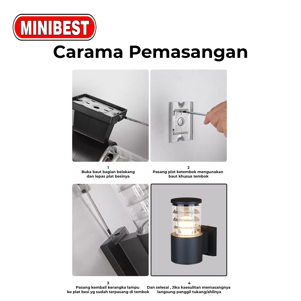 [MB] KAP LAMPU DINDING 1 LAMPU 8051 / LAMPU PILAR / WALL LAMP BULAT 1 ARAH