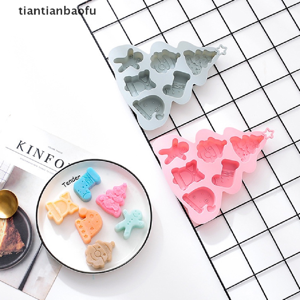 Cetakan Kue Mousse Coklat 6 Sel Tema Natal Bahan Silikon