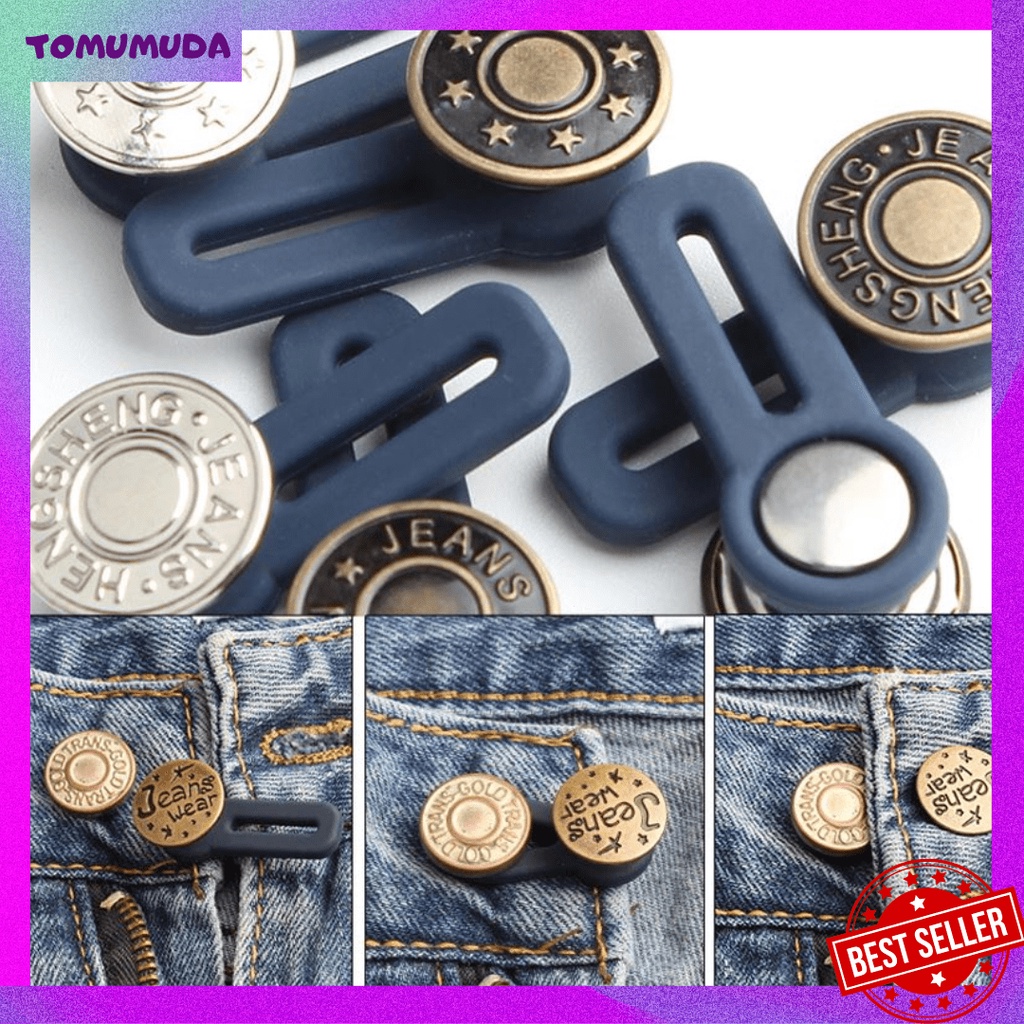 TOKOMUDA Kancing Celana Jeans Wanita Pengatur Ukuran Pinggang Adjustable Dapat Dilepas Bahan Logam FBS01