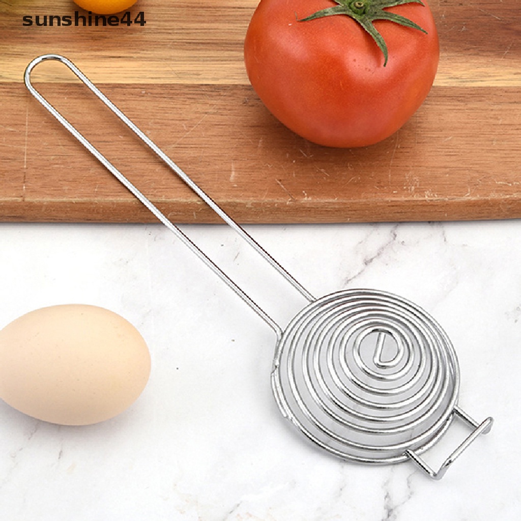 Sunshine 1PC Alat Pemisah Putih Dan Kuning Telur Portable Bentuk Spiral Bahan Stainless Steel