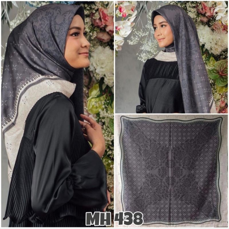 HIJAB VOAL DENAY segiempat motif lasercut printing premium/Edisi Agustus/merah putih