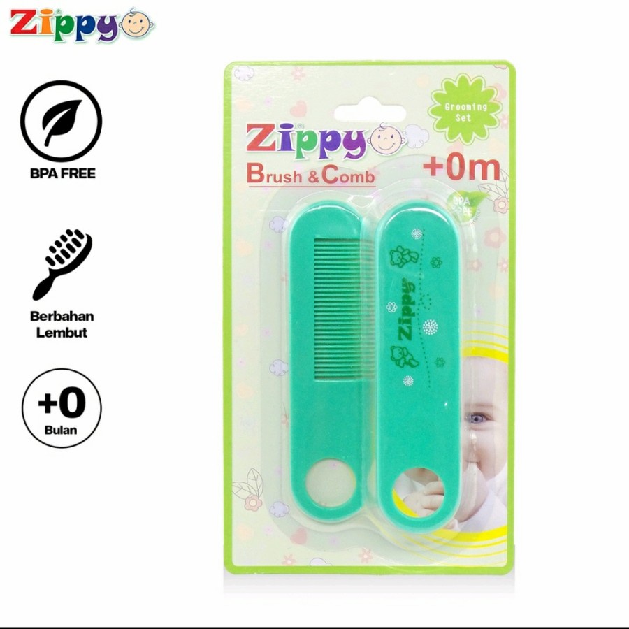 Sisir Bayi Zippy Brush &amp; Comb ( BPA Free ) Dengan Bahan Yang Lembut dan Aman