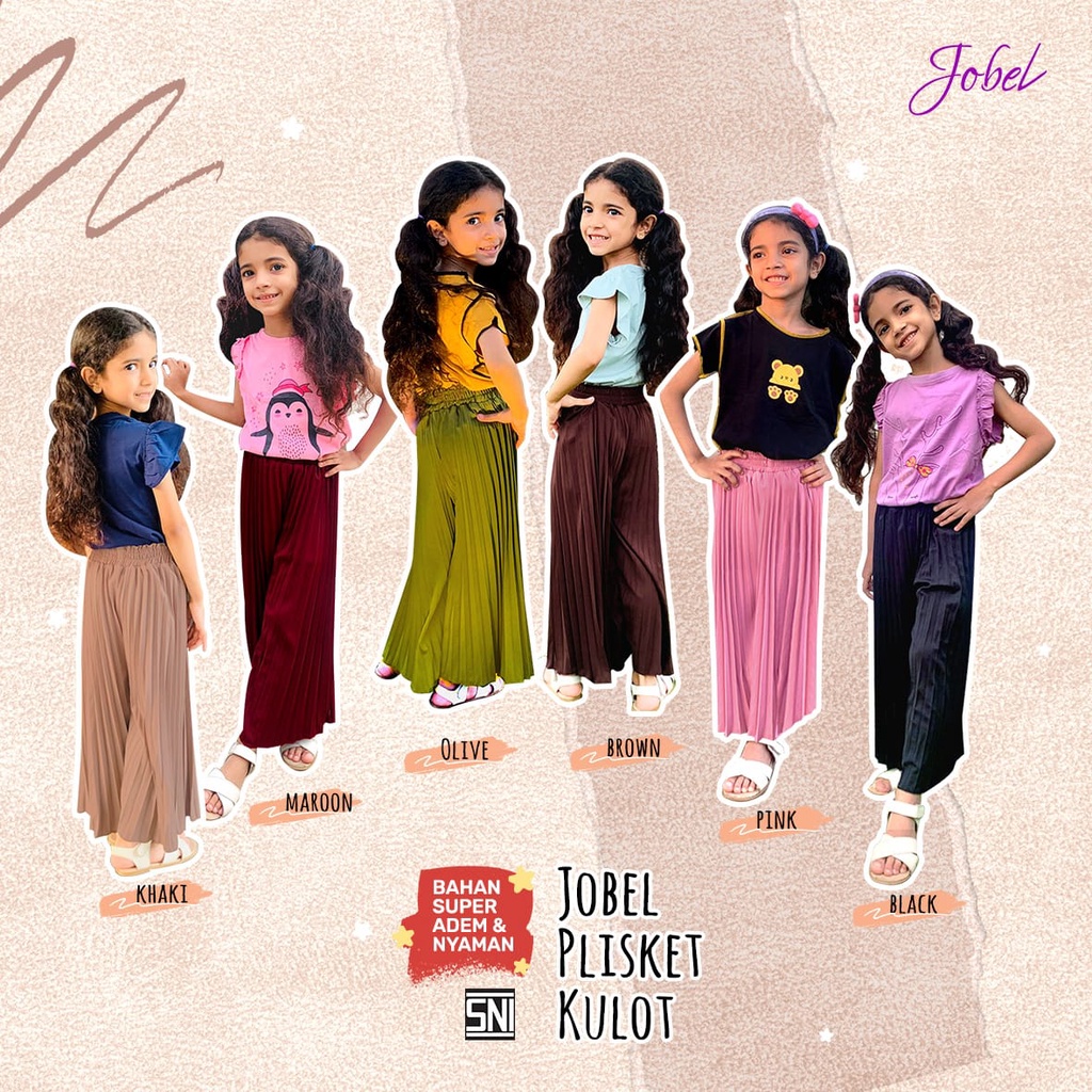 Jobel Plisket Kulot 1-6 Tahun Celana Panjang Kulot Fashion Anak Perempuan