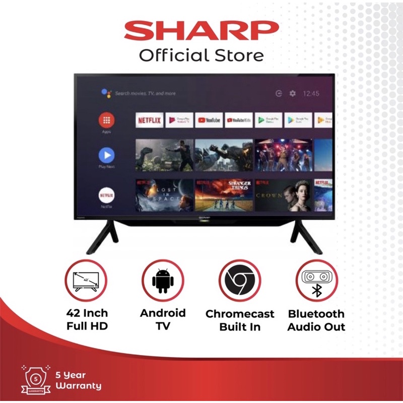 SHARP TV LED 42 INCH BG1i SMART ANDROID TV YOUTUBE