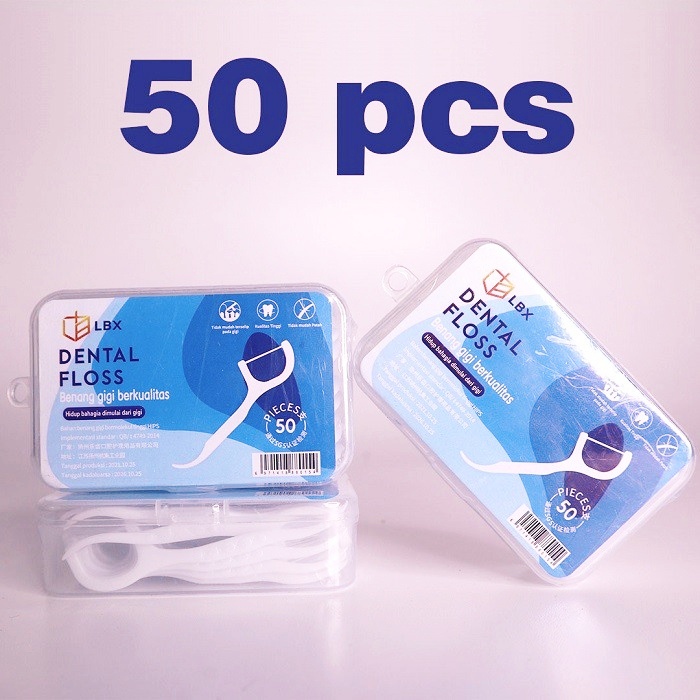 Dental Floss Toothpick isi 50pcs/ Box Benang Tusuk Gigi