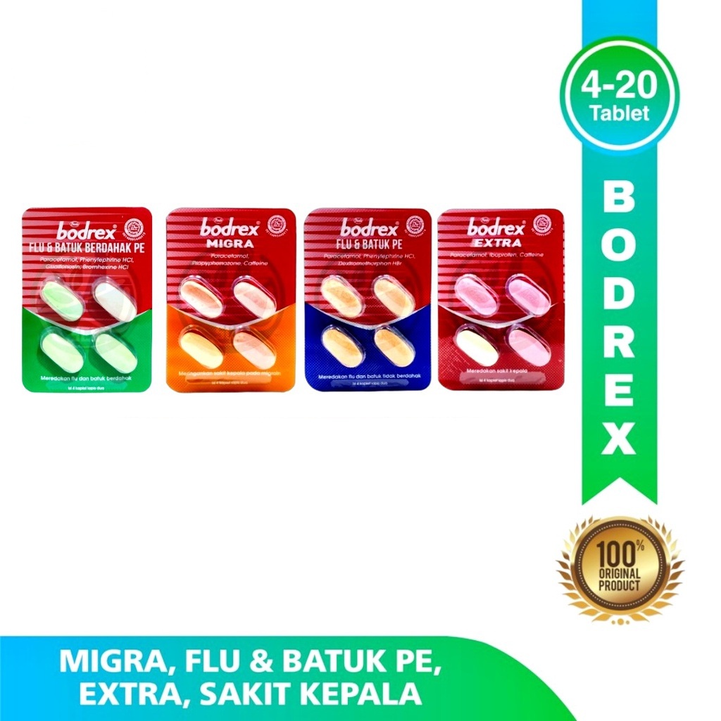 Bodrex Tablet Extra-Migra-Flu &amp; Batuk PE - Obat Sakit Kepala sakit Gigi dan Demam