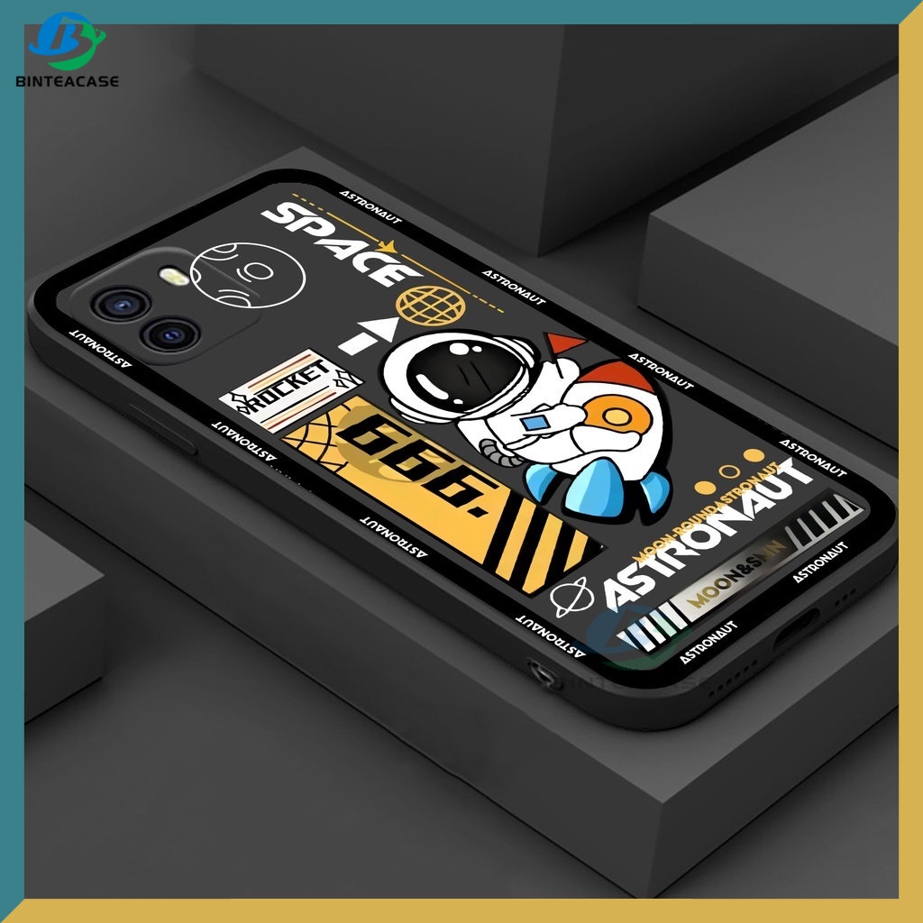 Oppo A17 A77S A57 2022 A15 A16 A16K A54 A53 A12 A5S A7 A3S A11k A31 A52 A92 A94 A93 F9 A1K Reno 7 6 5F 4F Fashion Luar Angkasa Astronot Roket Silicone Phone Case Binteacase