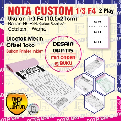 NOTA 1/3 FOLIO / NOTA CUSTOM 2 RANGKAP / NOTA NCR / NOTA OLSHOP / NOTA TOKO / CETAK NOTA / NOTA 2 PLY / BON / INVOICE / NOTA 1 RIM / NOTA KONTAN / KWITANSI