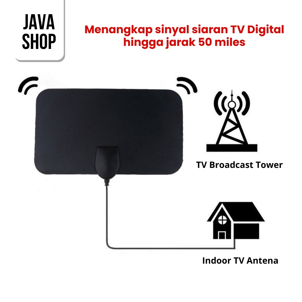 JAVASHOP Antena TV Digital Penguat Sinyal Indoor Tampilan Super Jernih