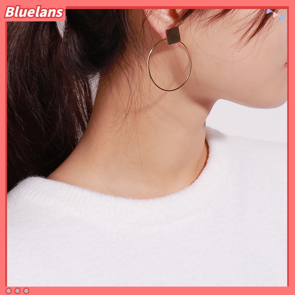 Bluelans Fashion Geometry Diamond Women Ear Hoop Travel Club Jewelry Round Earrings Gift