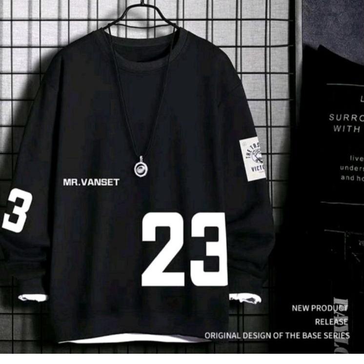 Menarik sweater crewneck lengan panjang MR.VANSET/basic pria&wanita