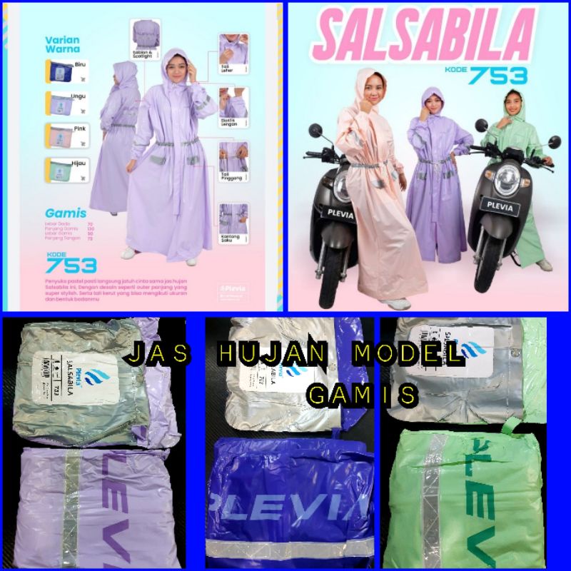 Jas Hujan Gamis Salsabila Plevia / Jas Hujan Gamis Rok Plevia / Jas Hujan