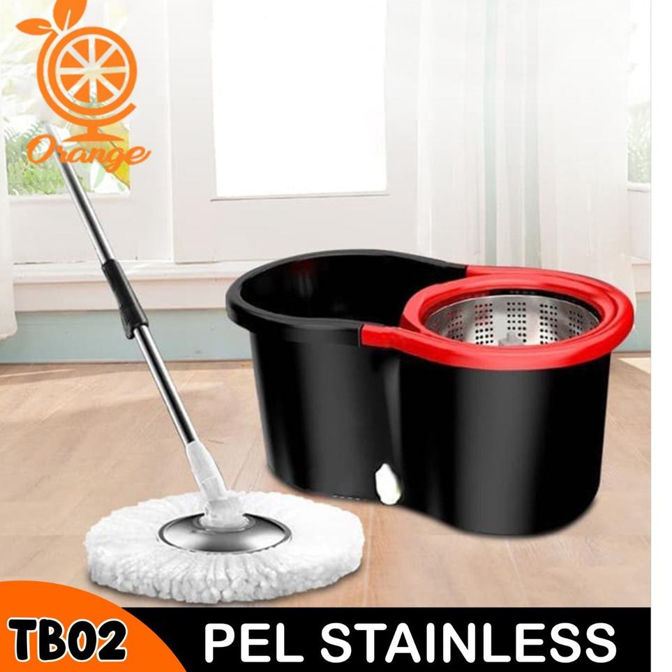 Spin mop stainless alat pel putar plus ember multifungsi Alat pel Kain Murah pel TB02 World "HUN.22O