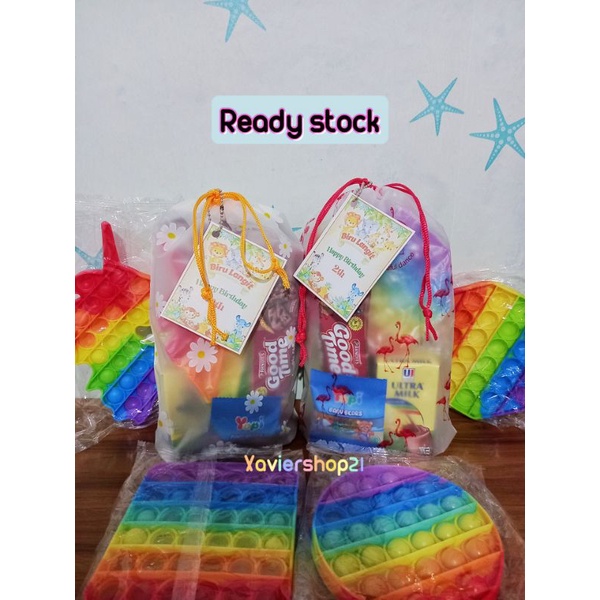 

Ready stock Paket snack ultah + mainan pop it (FREE CARD)