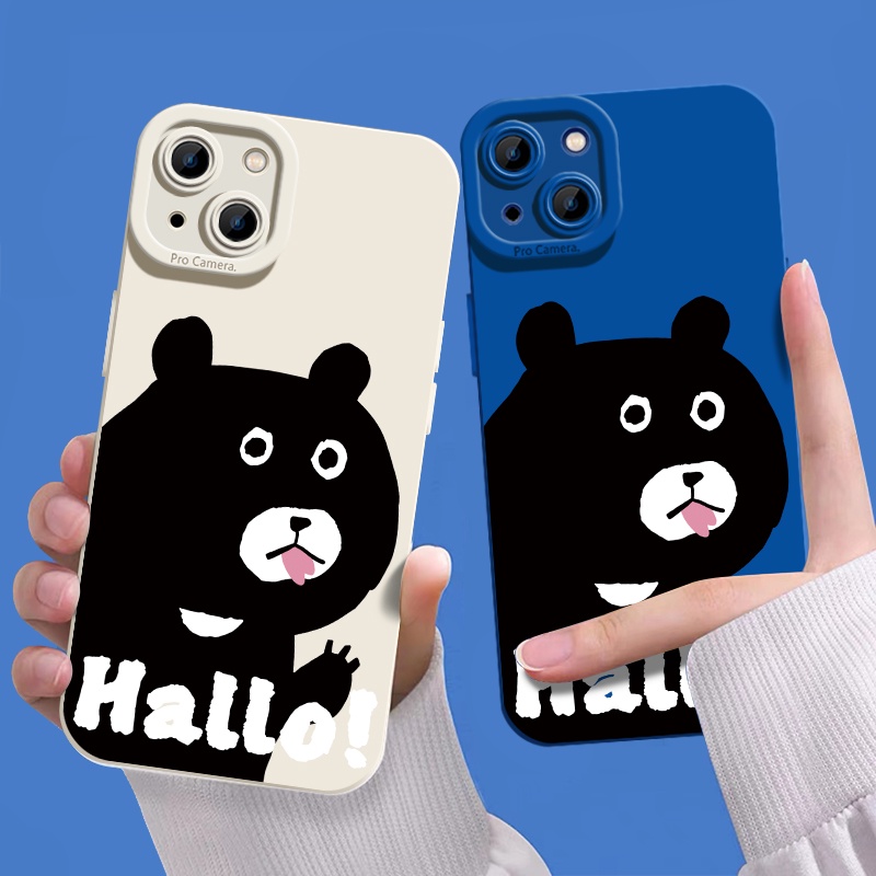 Soft Case Silikon TPU Motif Curte Bear Untuk IPhone 14 13 Pro Max 12 11 XS XR X Plus