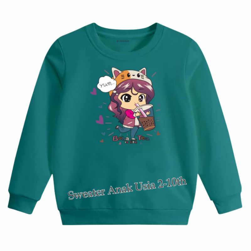 ((IB))SWEATER ANAK PEREMPUAN/CEWEK BOBA DIGITAL SABLON