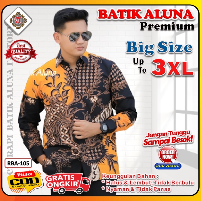 Batik Pria Tangan Panjang Premium Modern Slim Fit Fashion Batik Pria Dewasa Solo Batik Aluna RBA-105
