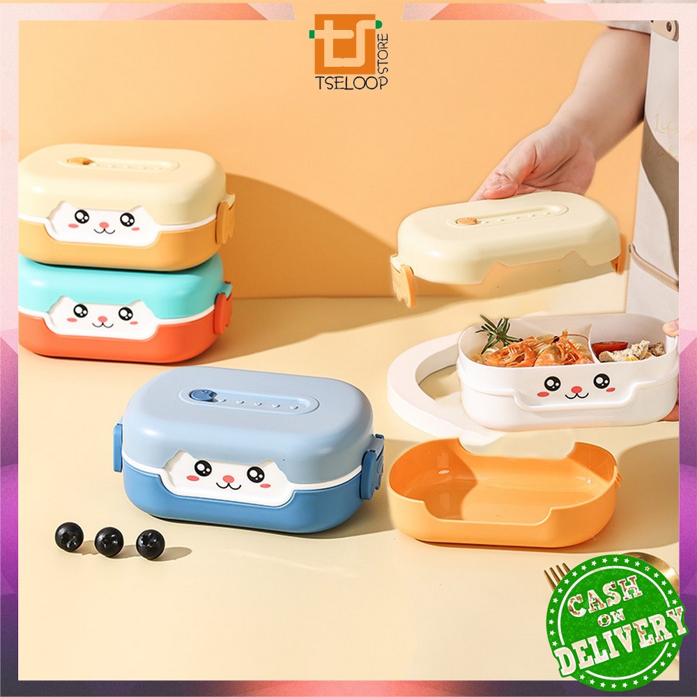 OFM-C714 Kotak Bento Lunch Box Karakter Kartun / Kotak Makan Siang Anak Set BPA FREE Tempat Bekal Anti Tumpah