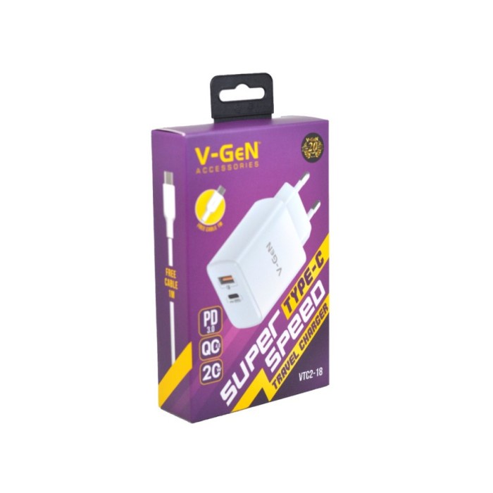 VGEN V-GeN VTC2-18 Adapter Charge Fast Charging QC 4.0 PD Type C 20W