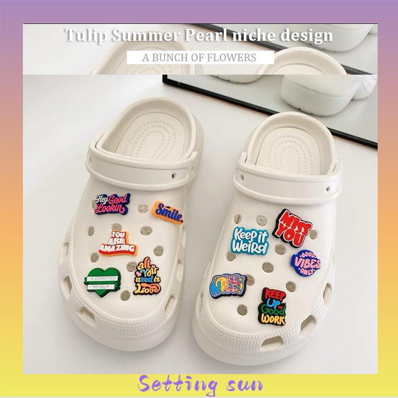 Charms Sepatu Motivasional Phrases jibbitz crocs Untuk Aksesoris Pesta Anak Lucu TN