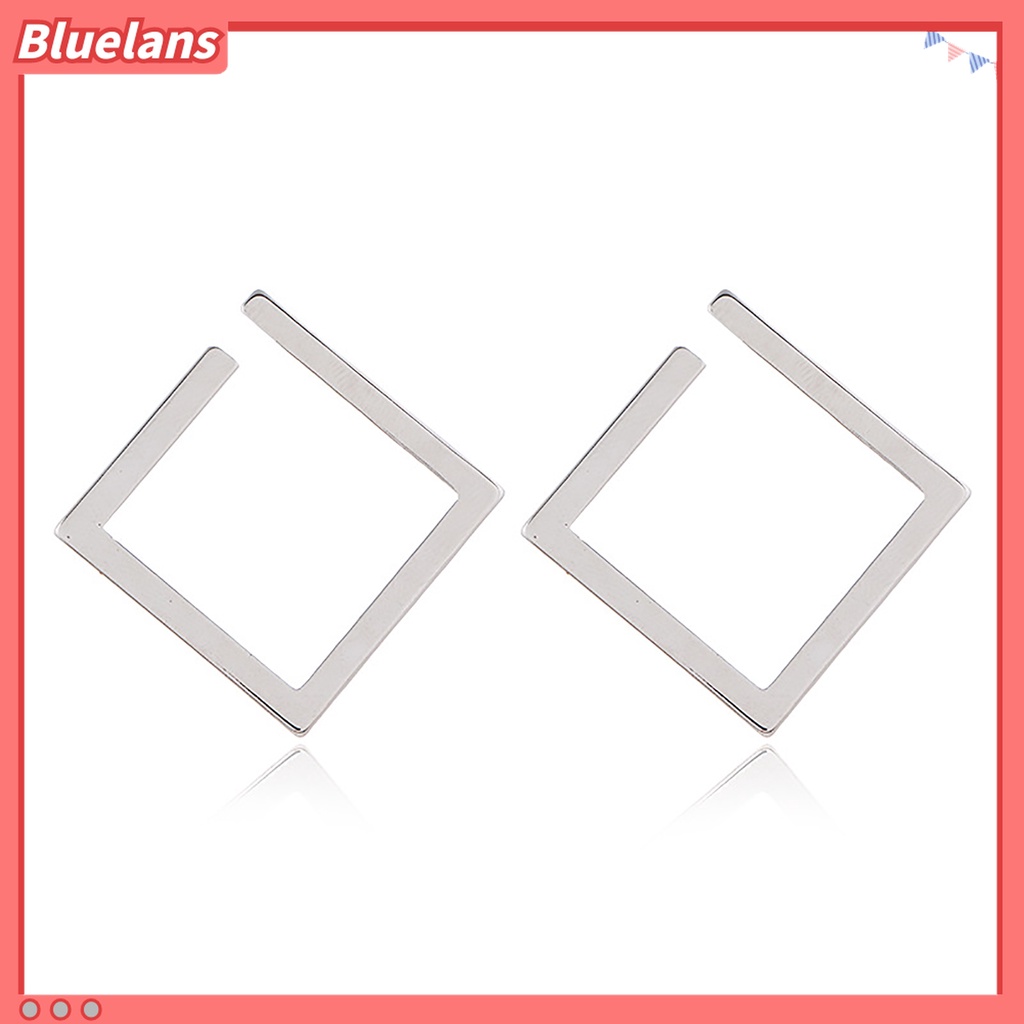 1 Pasang Anting Stud Bentuk Persegi Geometris Model Terbuka Bahan Alloy Untuk Wanita