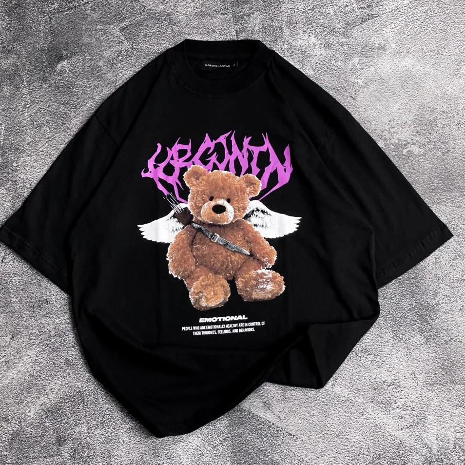 Murah Meriah KAOS BEAR OVERSIZE ATASAN PRIA / WANITA PRINT KATUN BISA COD "BEAR BERSAYAP"