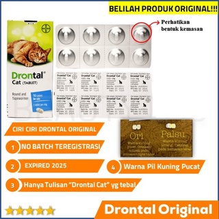 DRONTAL CAT KUCING 1 TABLET - Obat Infeksi Cacing Hewan Kucing Cat aman untuk kanak kucing Original zeorfarm