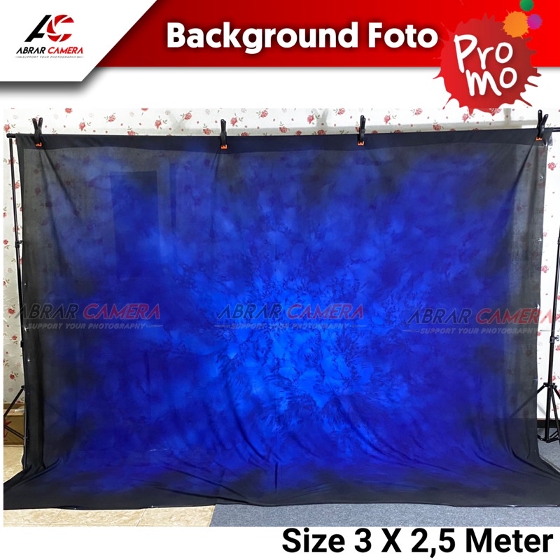 Kain Background Wisuda 2,5×3m Biru Hitam Abstrak / backgrond Foto Studio 2.5 x 3 meter Backdrop