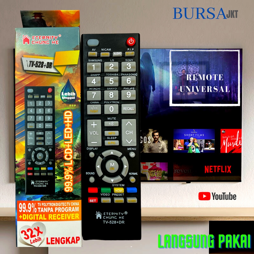 REMOTE REMOT  TV UNIVERSAL CHUNGHE 512 &amp; 528TR TABUNG LCD LED