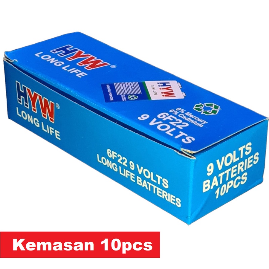 Baterai Kotak 9V 9Volt 6F22 Battery 9 V Volts Volt Batu Batre Batere