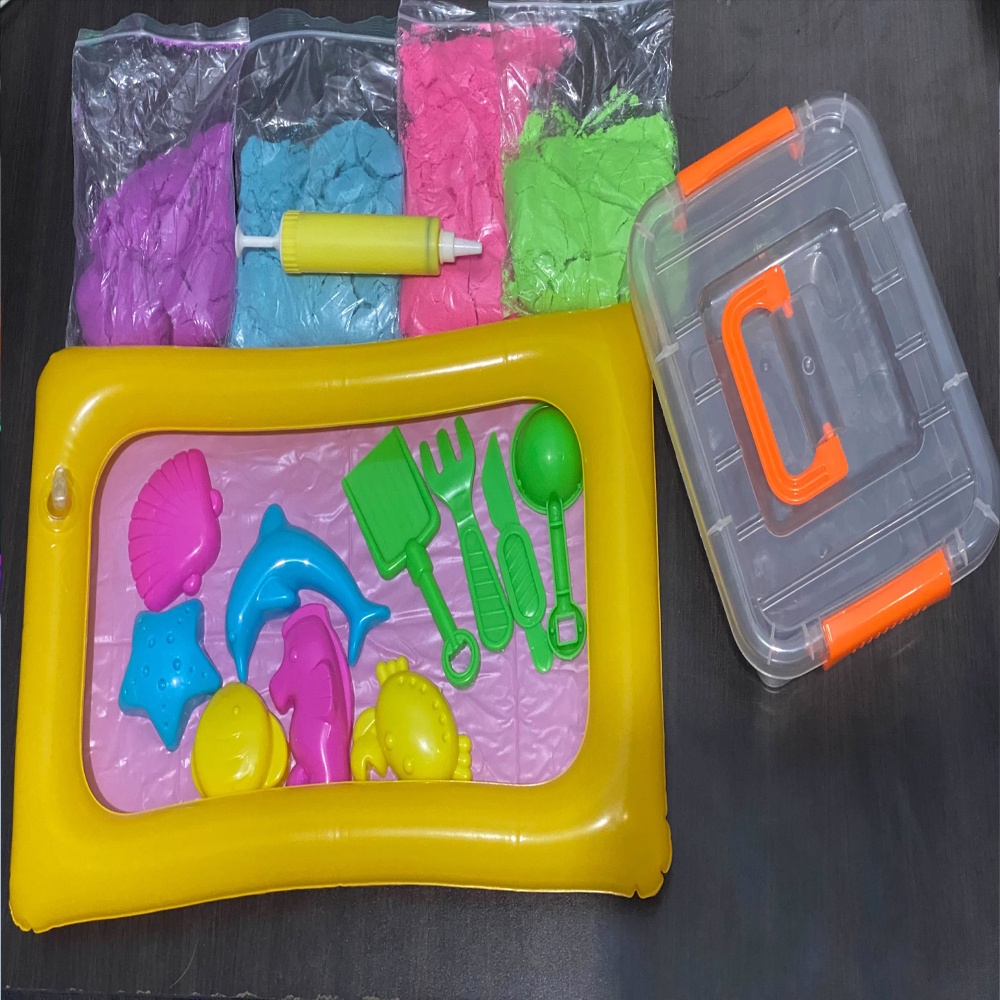 1 SET Mainan Pasir Ajaib 1KG + MEJA + POMPA Meja Mainan Anak KOLAM PASIR AJAIB Melatih Kinetik anak KOLAM MAGIC SAND KOLAM PANCING IKAN Pad Playmat Watermat Kid Tempat Main Pasir - Gambar Acak