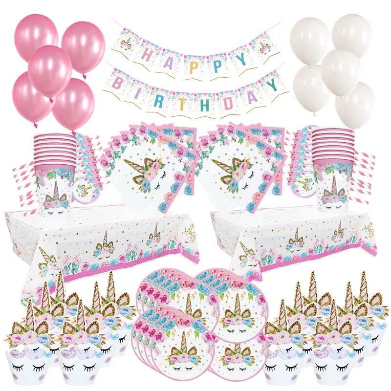 Paket perlengkapan dekorasi pesta ulang tahun unicorn perlengkapan pesta ultah anak tema unicorn