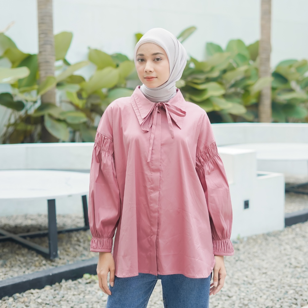 Eclemix Top Jiyo Basic Style Kemeja Korean