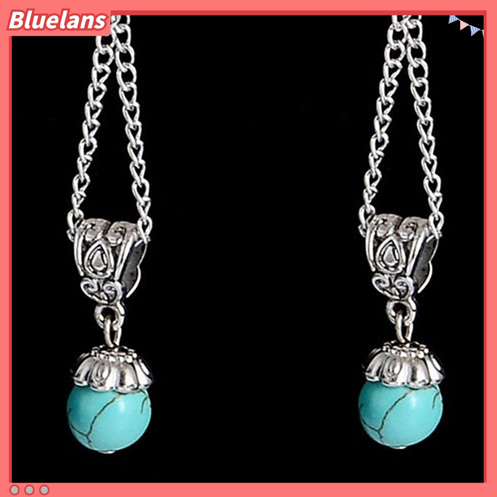 Bluelans Ethnic Tibetan Turquoise Women Cocktail Dance Long Dangle Hook Earrings Jewelry