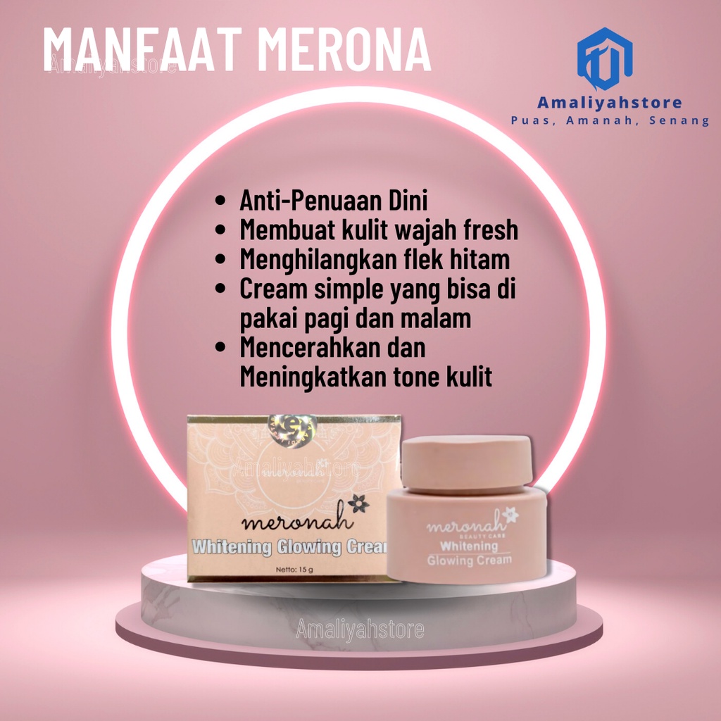 Cream Meronah Glowing Original Whitening Glowing Cream 2in1 Pemutih Pencerah Wajah Siang Malam Untuk Pria Dan Wanita Halal Bpom