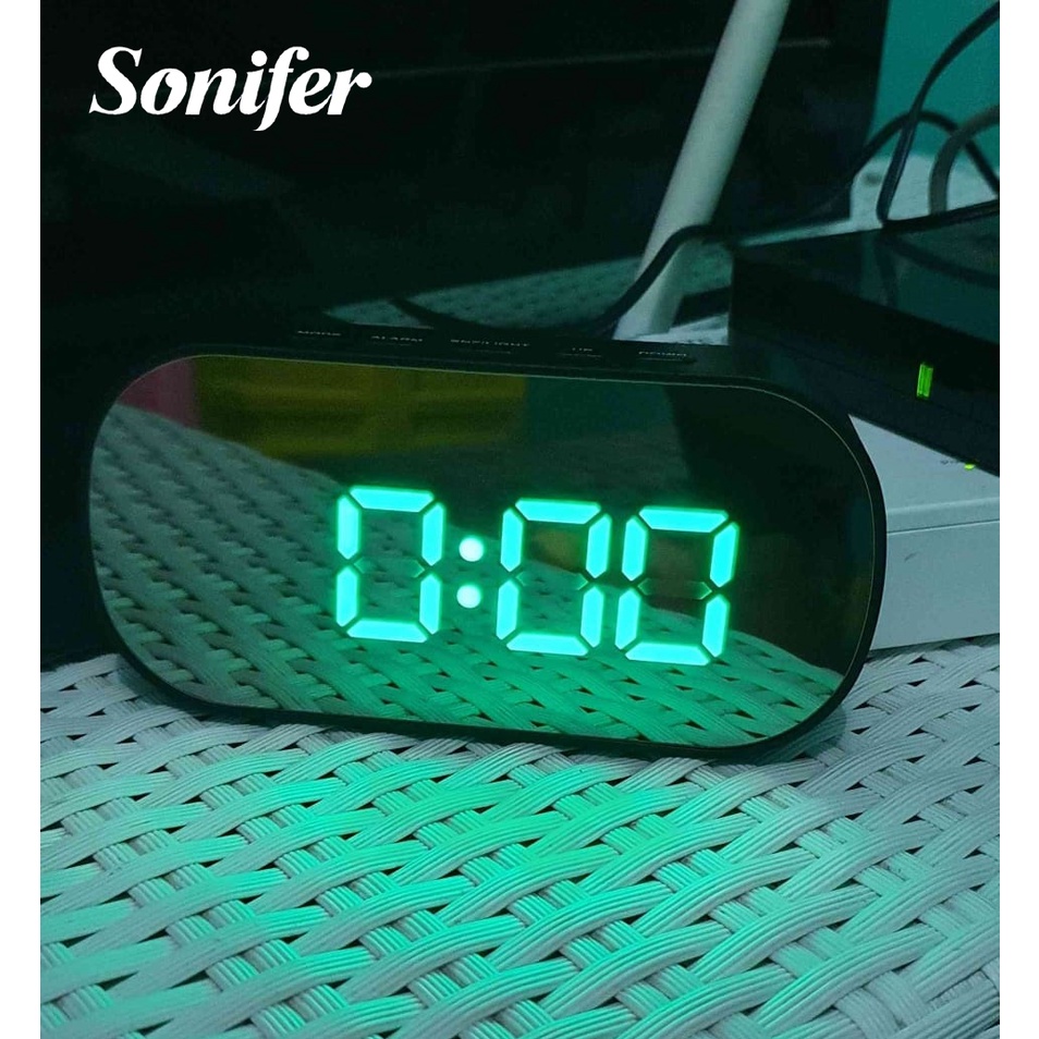 Jam Meja Digital Alarm LED Mirror Clock SONIFER