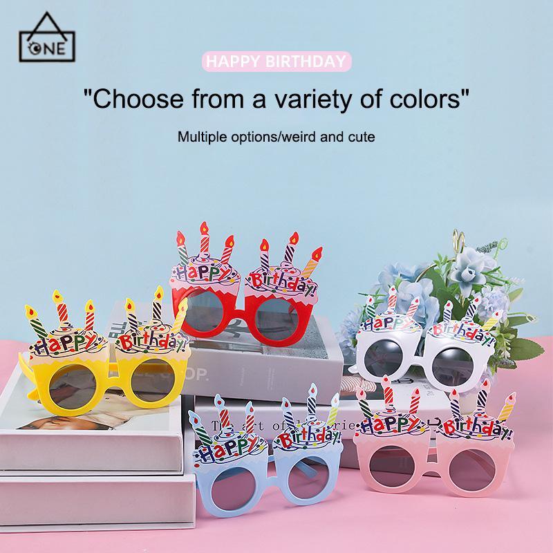 COD❤️Kacamata Ulang Tahun Anak Cupcake 3 Lilin New Trend Fashion Terbaru Happy Birthday-A.one