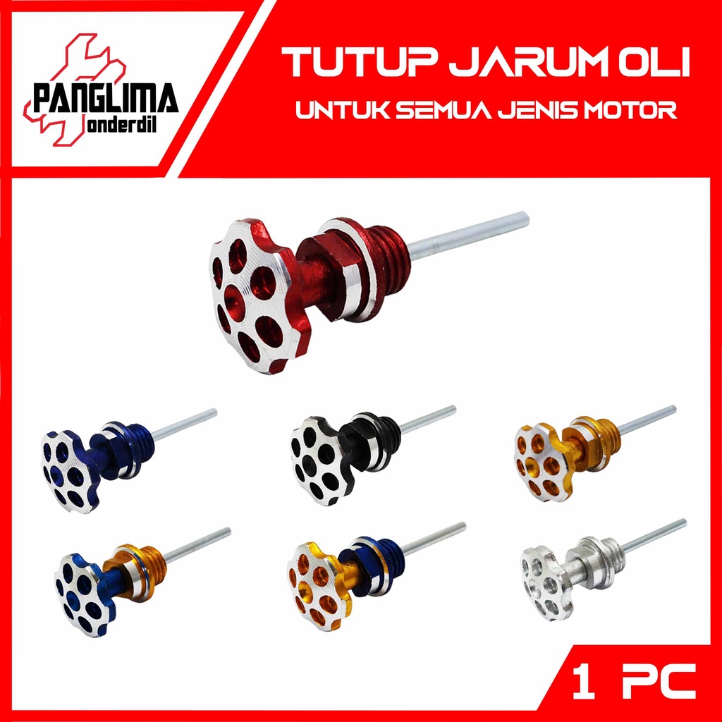 Tutup Jarum Oli Beat FI-F1-Pop-eSP-Street/Vario 110-125-150 Old-New LED/Mio-M3-Z-S-Sporty-Smile/X-Ride/Soul GT 115-New/Fino/Scoopy/Spacy/Supra-X-125-Fit New/Jupiter-MX-Z/Vega CNC Model Jamur Flower Kembang Motor Universal Warna Bebek-Matic-Sport