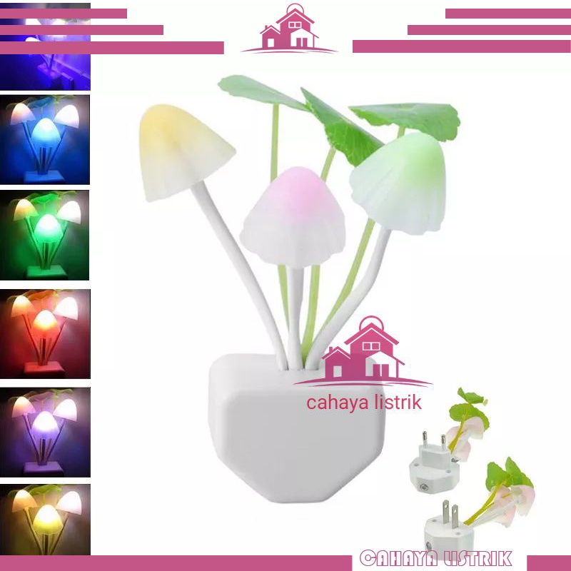 HC Lampu Tidur Jamur Avatar Sensor Mushroom Lamp LED Night Lampu Hias Kamar Colokan Dinding Warna Unik