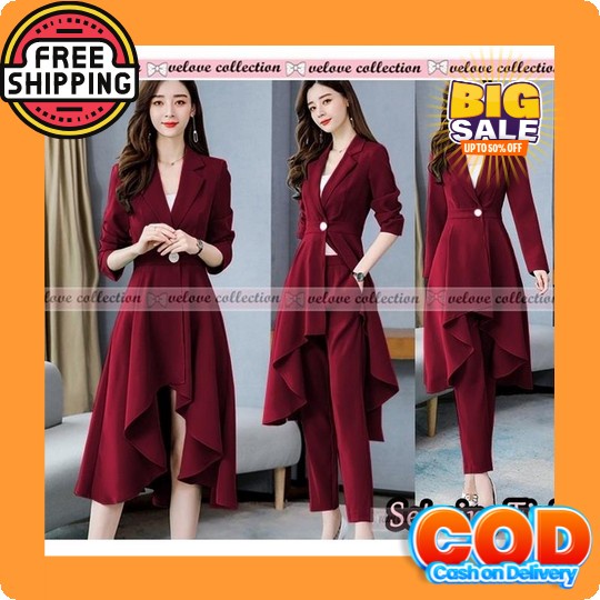 Rmdn | 005 Sandrina One Sett Matt Crinkle Airflow Jipper Depan Sleting Depan Setelan Wanita Kekinian